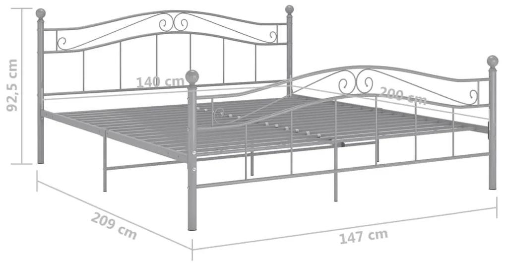 Πλαίσιο Κρεβατιού Γκρι 140 x 200 εκ. Μέταλλο - Γκρι