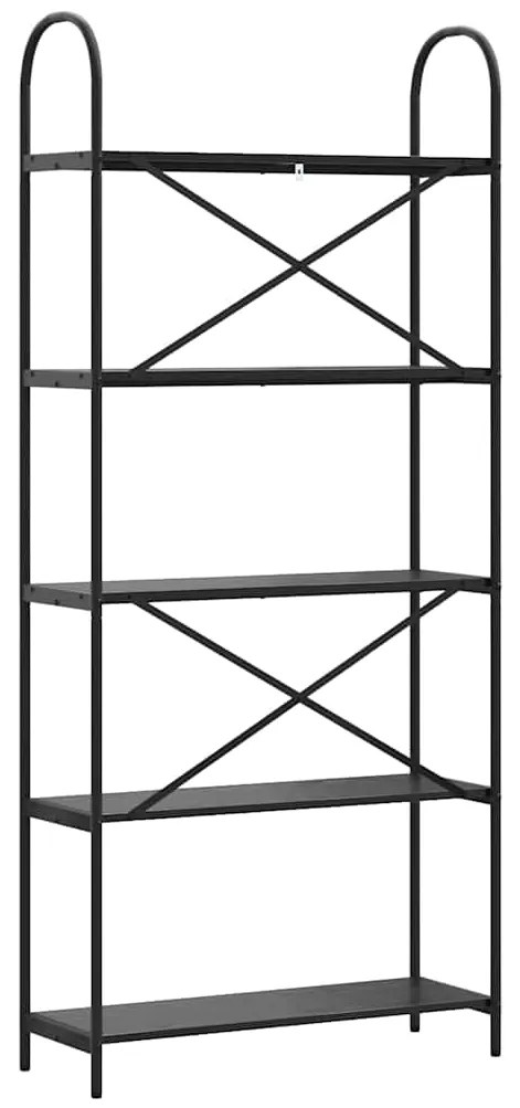vidaXL Ράφι Βιβλίων Μαύρη Οξυά 80 x 30 x 183 εκ Επεξεργασμένο ξύλο
