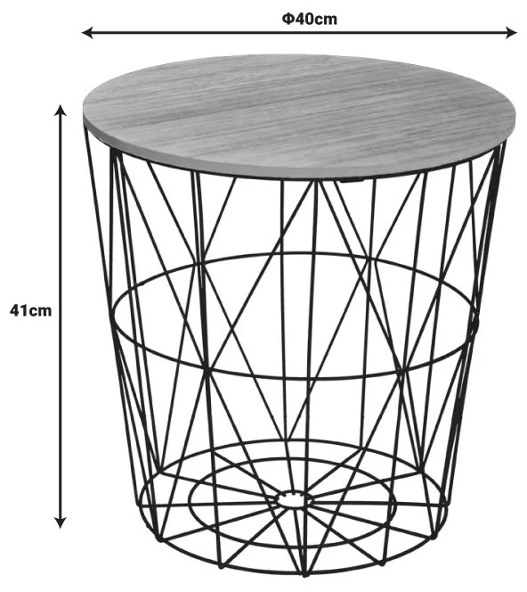 ΒΟΗΘΗΤΙΚΟ ΤΡΑΠΕΖΙ KUMI PAKOWORLD MDF ΕΠΙΦΑΝΕΙΑ OAK ΚΑΙ ΜΕΤΑΛΛΟ ΣΕ ΜΑΥΡΗ ΑΠΟΧΡΩΣΗ Φ40X41ΕΚ