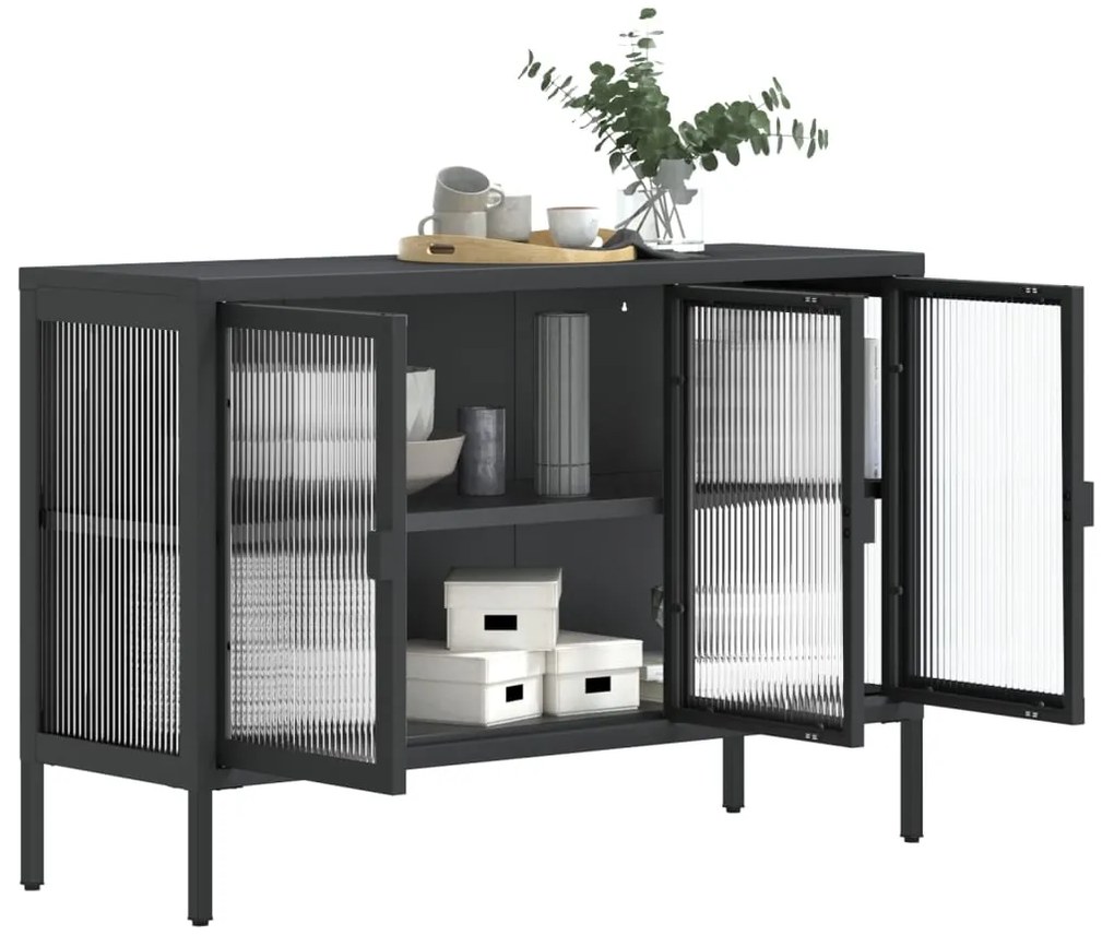 vidaXL Ντουλάπι Μαύρο 105 x 35 x 70 εκ. από Γυαλί και Ατσάλι