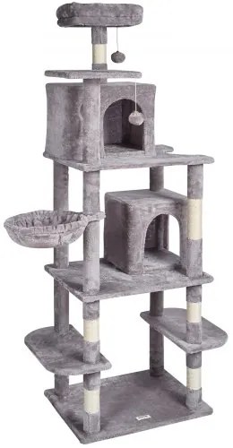 VEVOR Cat Tree 68.5&quot; Cat Tower with Cat Condos Sisal Scratching Post Light Grey