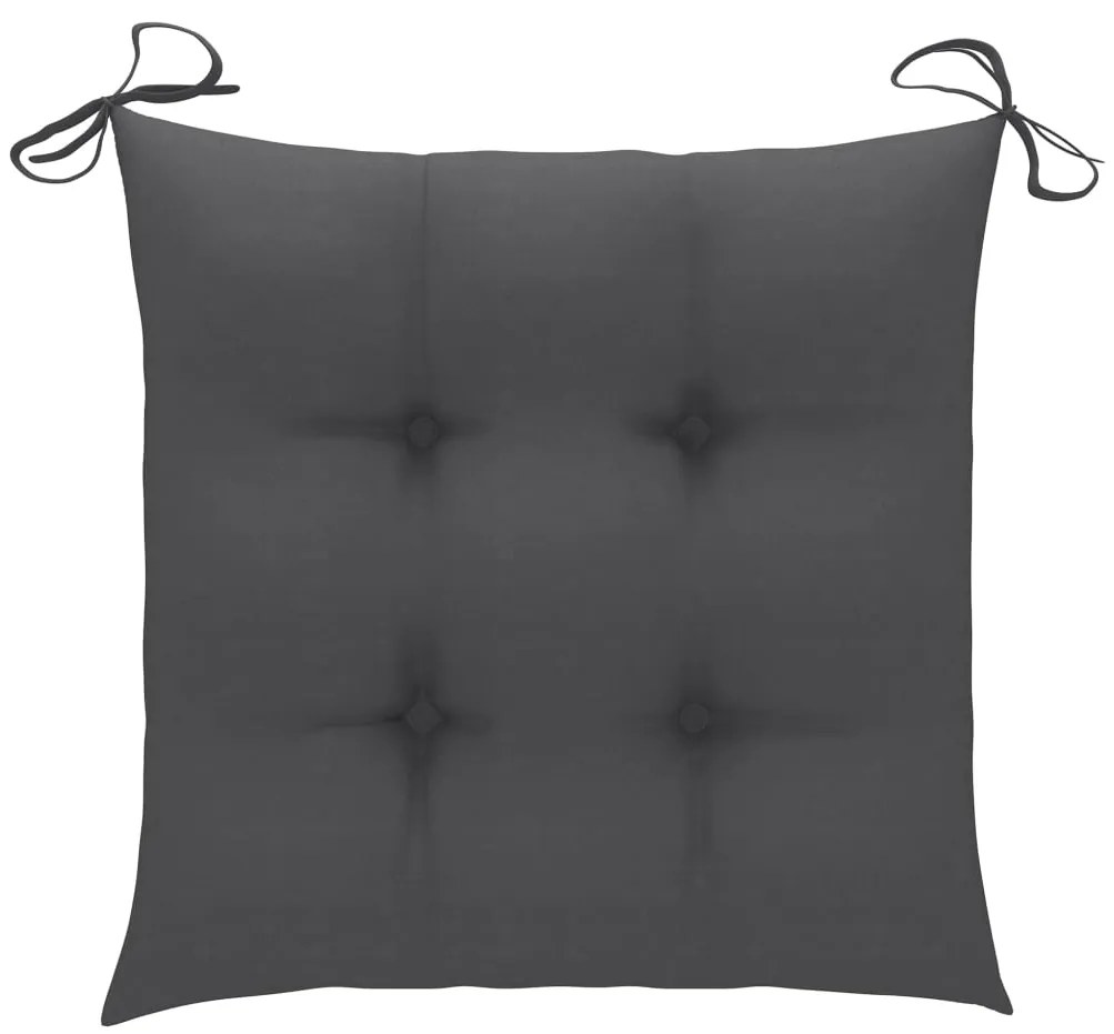 vidaXL Καρέκλες Κήπου 4 τεμ. από Μασίφ Ξύλο Teak με Ανθρακί Μαξιλάρια