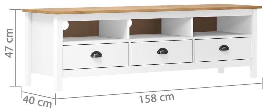 vidaXL Έπιπλο Τηλεόρασης Hill Λευκό 158x40x47 εκ. Ξύλο Πεύκου