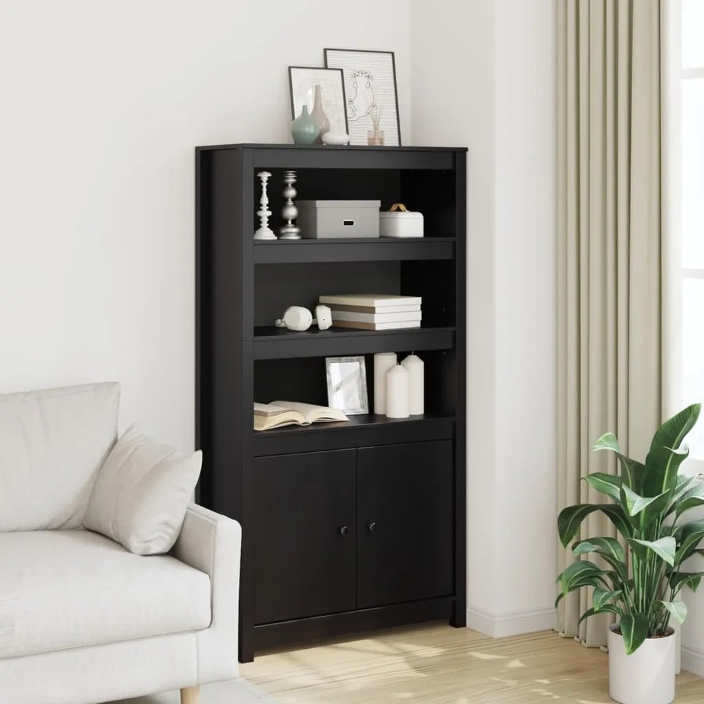 vidaXL Ντουλάπι Μαύρο 80x35x154 εκ. από Μασίφ Ξύλο Πεύκου