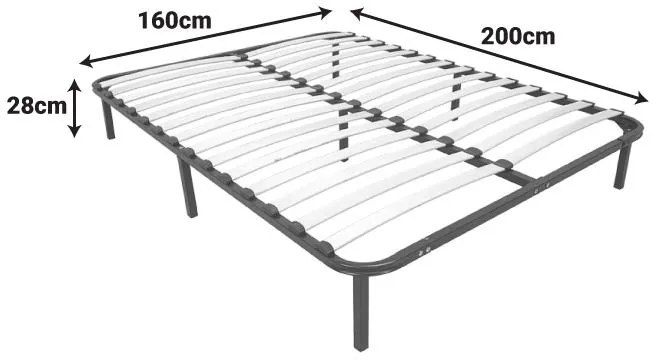 Σομιές μεταλλικός Amaso σε μαύρη απόχρωση 160x200x28εκ 160x200x28 εκ.