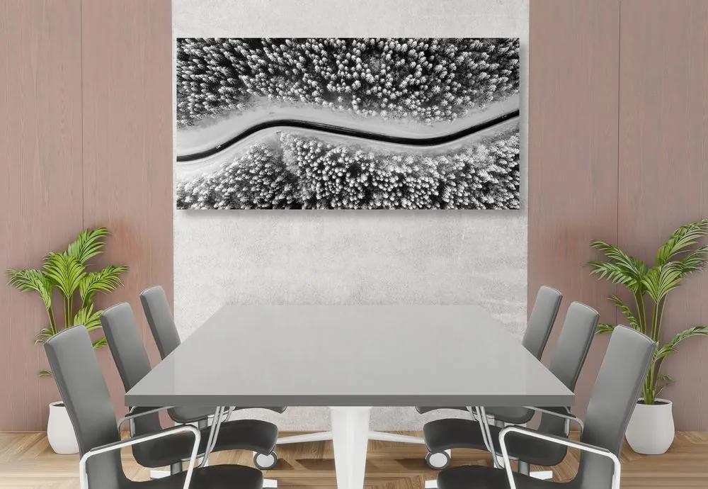 Άποψη εικόνας χειμερινού τοπίου σε μαύρο & άσπρο - 120x60