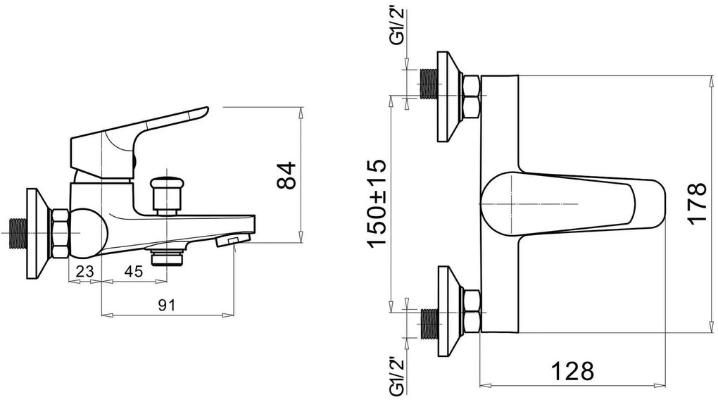 Επίτοιχη μπαταρία λουτρού με σετ ντους Pyramis Tella