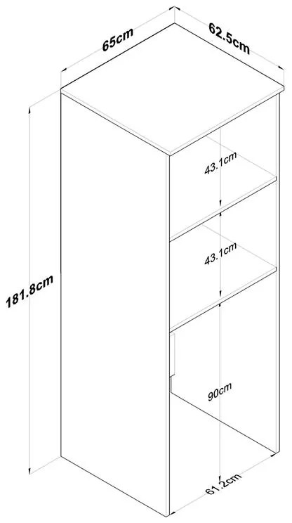 Έπιπλο πλυντηρίου Laudy λευκό μελαμίνης 65x62.5x181.8εκ