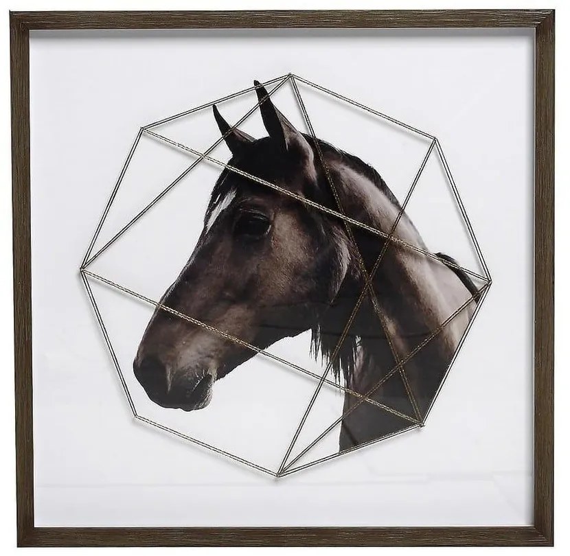 Κάδρο Άλογο RAM201 Καφέ 50x50cm Espiel Τετράγωνοι Wood, Glass