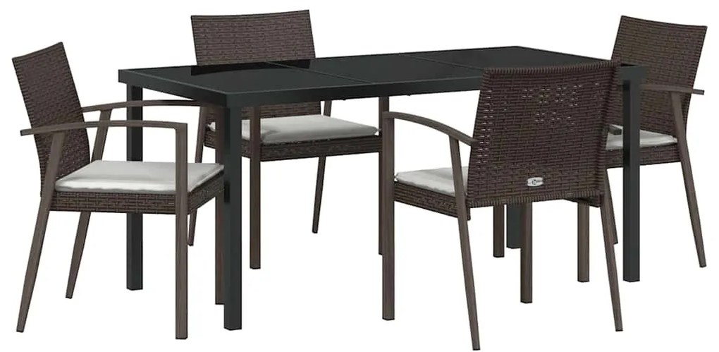 vidaXL Σέτ φαγητού για κήπο 5 pcs Καφέ Πολυ ράταν