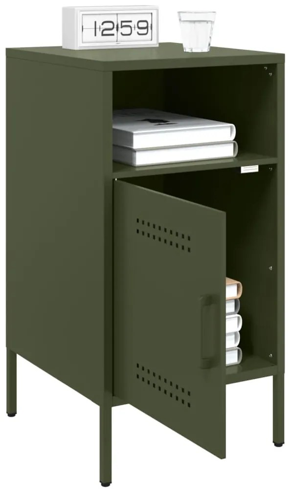 vidaXL Κομοδίνα 2 τεμ. Πράσινο Λαδί 36x39x68 εκ. από Χάλυβα
