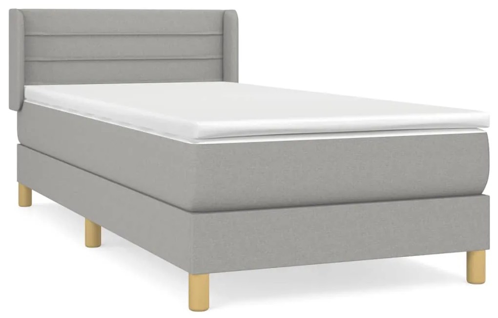 Κρεβάτι Boxspring με Στρώμα Ανοιχτό Γκρι 80x200 εκ. Υφασμάτινο - Γκρι