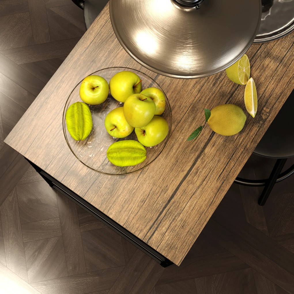 HOMCOM Σετ τραπεζαρίας 3 τεμαχίων με τραπέζι μπαρ και 2 καρέκλες, Μικρό σετ κουζίνας με πλαϊνά ράφια, MDF, Μέταλλο, Μαύρο