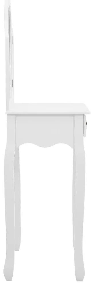 vidaXL Μπουντουάρ με Σκαμπό Λευκό 65x36x128 εκ. Ξύλο Παυλώνιας / MDF