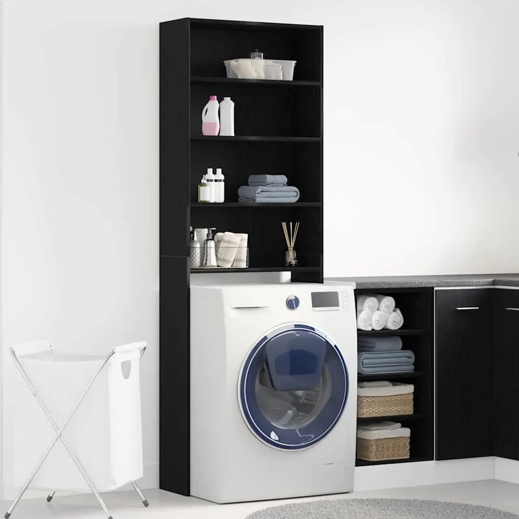 vidaXL Ντουλάπι πλυντηρίου Μαύρη Οξυά 64 x 24 x 190 εκ