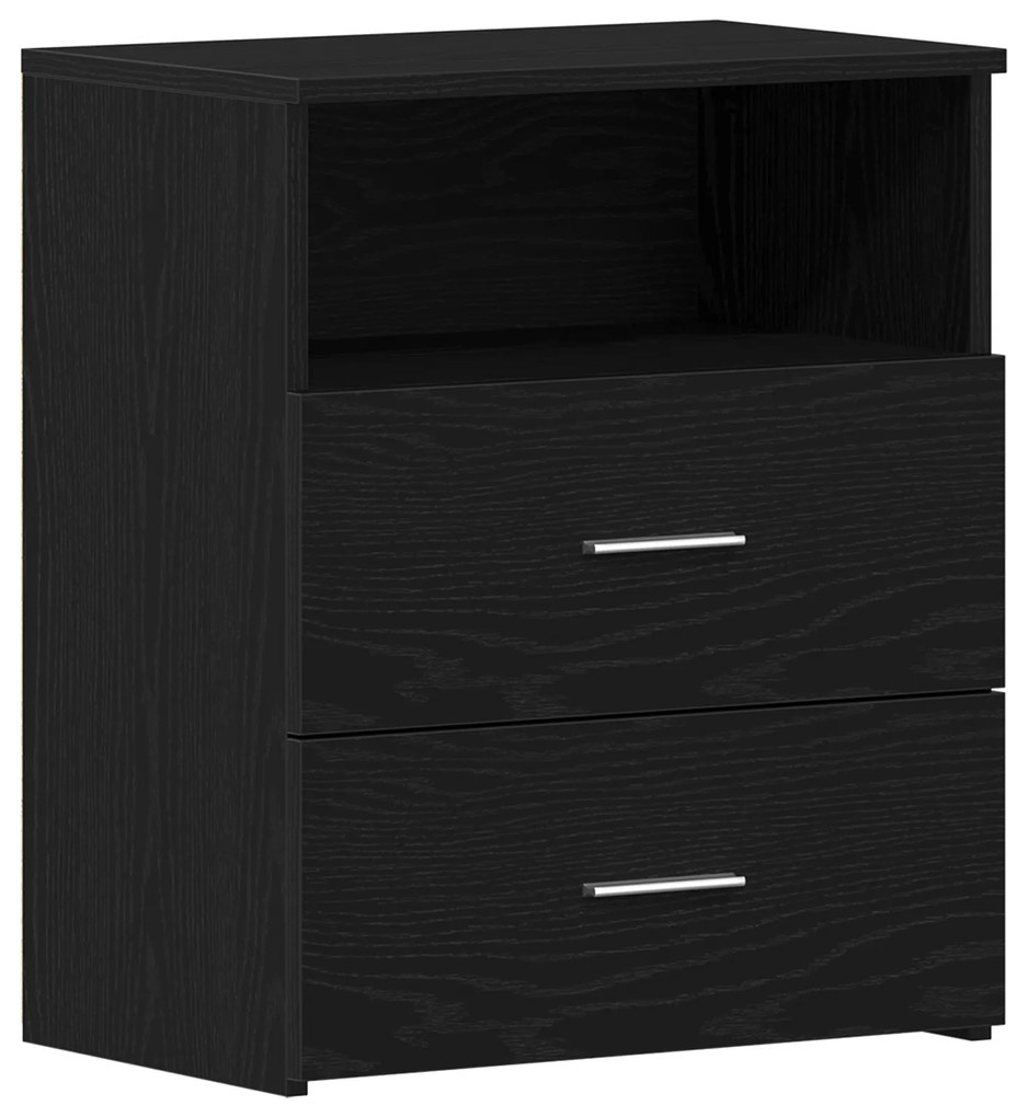 vidaXL Κομοδίνο Μαύρο Δρυς 50x32x60εκ Επεξεργασμένο Ξύλο