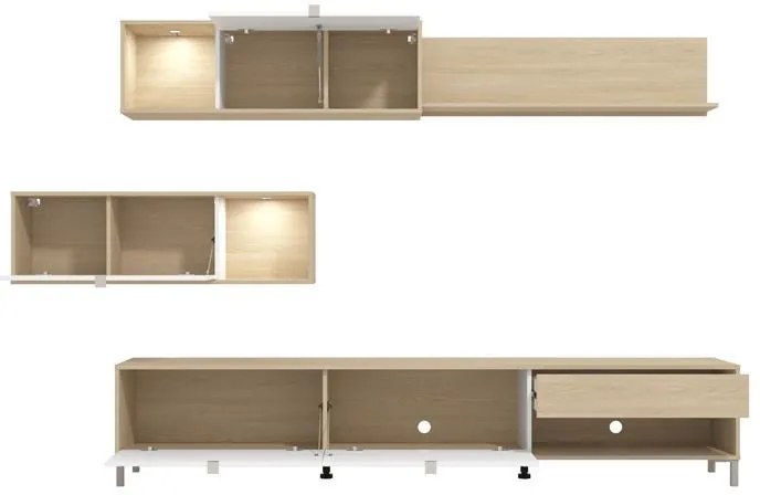 Σύνθετο σαλονιού CAMBRIDGE σε Λευκό - Oak 234x40x176εκ. 234x40x176 εκ.