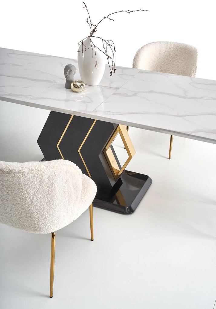 VINCENZO table white marble, leg black/gold DIOMMI V-CH-VINCENZO-ST