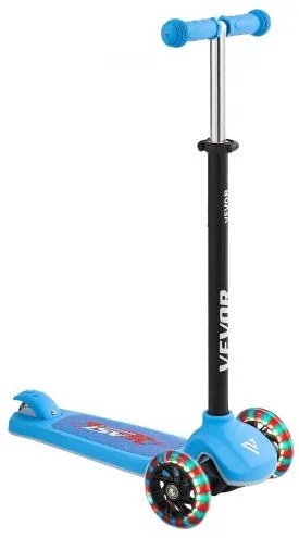 VEVOR Kick Scooter for Kids Ages 3+, 3-Wheel Toddler Scooter with Light-Up Wheels, Adjustable Height Handlebar, Wide Anti-Slip Deck, Lightweight Aluminum Frame for Boys and Girls up to 74.8 kg, Blue
