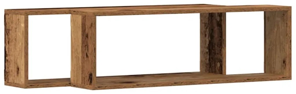 vidaXL Ράφι Τοίχου με ράφι Επιτοίχιο 2 pcs Παλιό ξύλο 80 x 15 x 26 εκ.