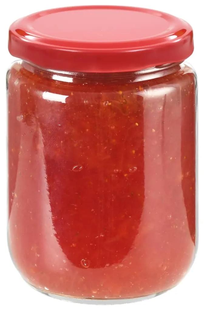 vidaXL Βάζα Μαρμελάδας 96 τεμ. 230 ml Γυάλινα με Κόκκινα Καπάκια