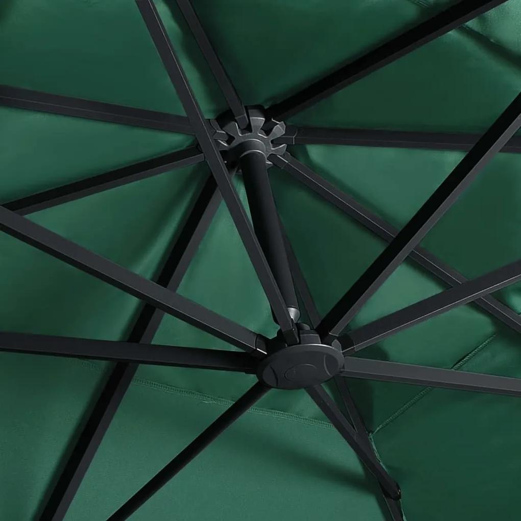 Ομπρέλα Κρεμαστή Πράσινη 400x300 εκ. Ιστός Αλουμινίου &amp; LED - Πράσινο