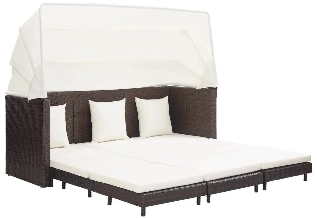 vidaXL Καναπές Κρεβάτι Επεκτεινόμενος Τριθέσιος + Σκίαστρο Συνθ. Ρατάν