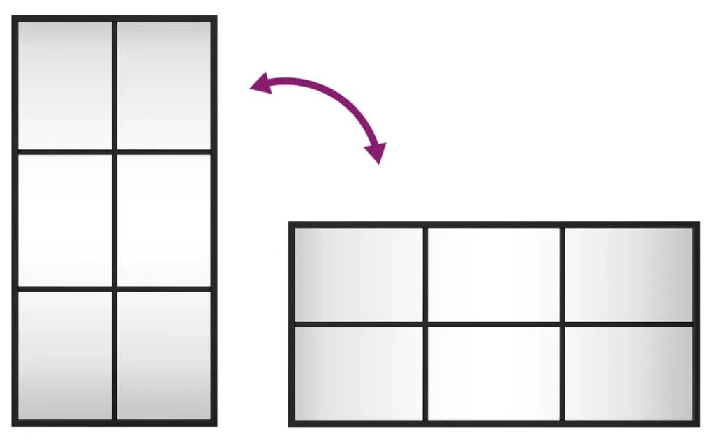 Καθρέφτης Ορθογώνιος Μαύρος 30 x 60 εκ. από Σίδερο - Μαύρο
