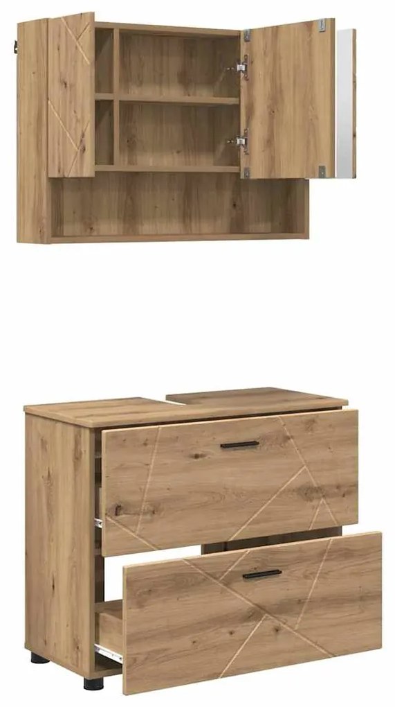 vidaXL Σετ Επίπλων Μπάνιου 2 pcs artisan δρυς 76,5 x 35 x 64 εκ