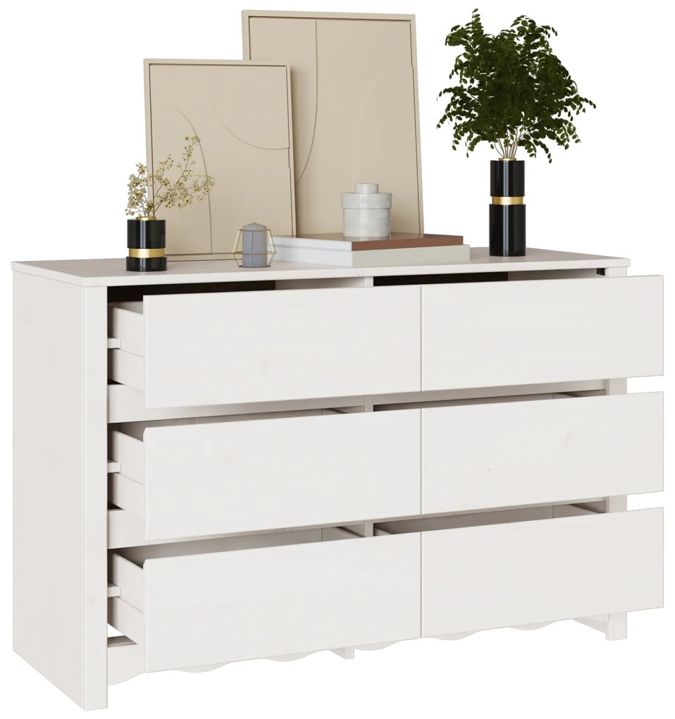 vidaXL Συρταριοθήκη Λευκό 111 x 43 x 73.5 εκ. Μασίφ ξύλο πεύκου