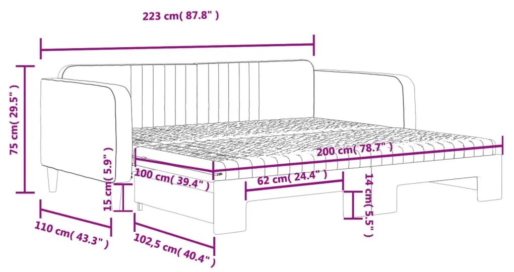 Καναπές Κρεβάτι Συρόμενος Ροζ 100x200 εκ. Βελούδινος Στρώματα - Ροζ