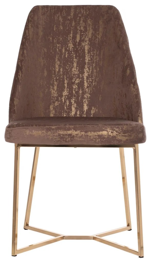 Καρέκλα ΖΙΖΙ Καφέ Βελούδο με Χρυσή Βάση 52x62x92Υεκ. 52x62x92 εκ.