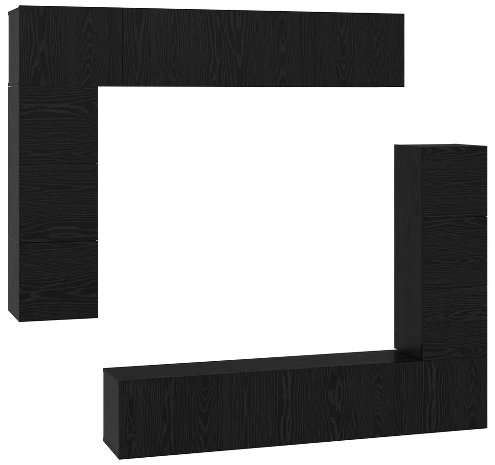 vidaXL Σετ Τηλεοπτικής Ντουλάπας 8 pcs Μαύρη Δρυς 80 x 30 x 30 εκ.