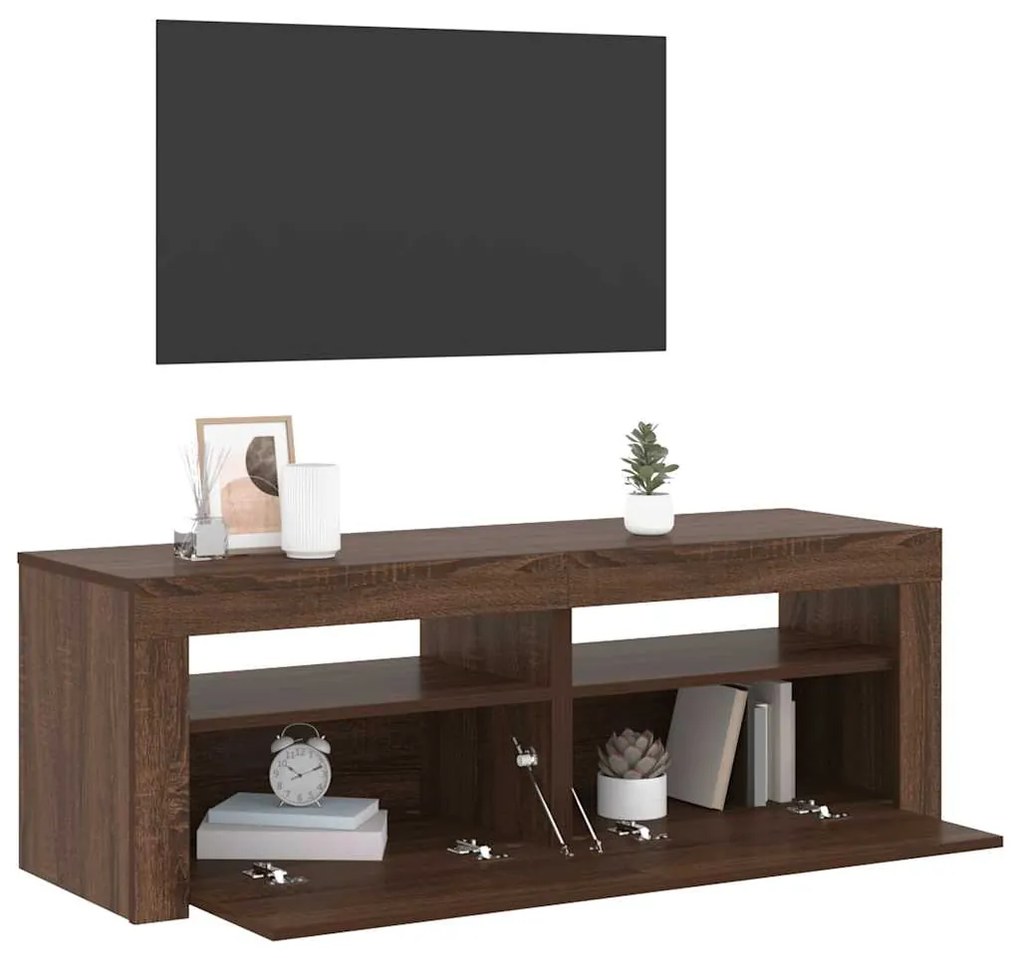 vidaXL Έπιπλο Τηλεόρασης με LED Καφέ Δρυς 120x35x40 εκ.