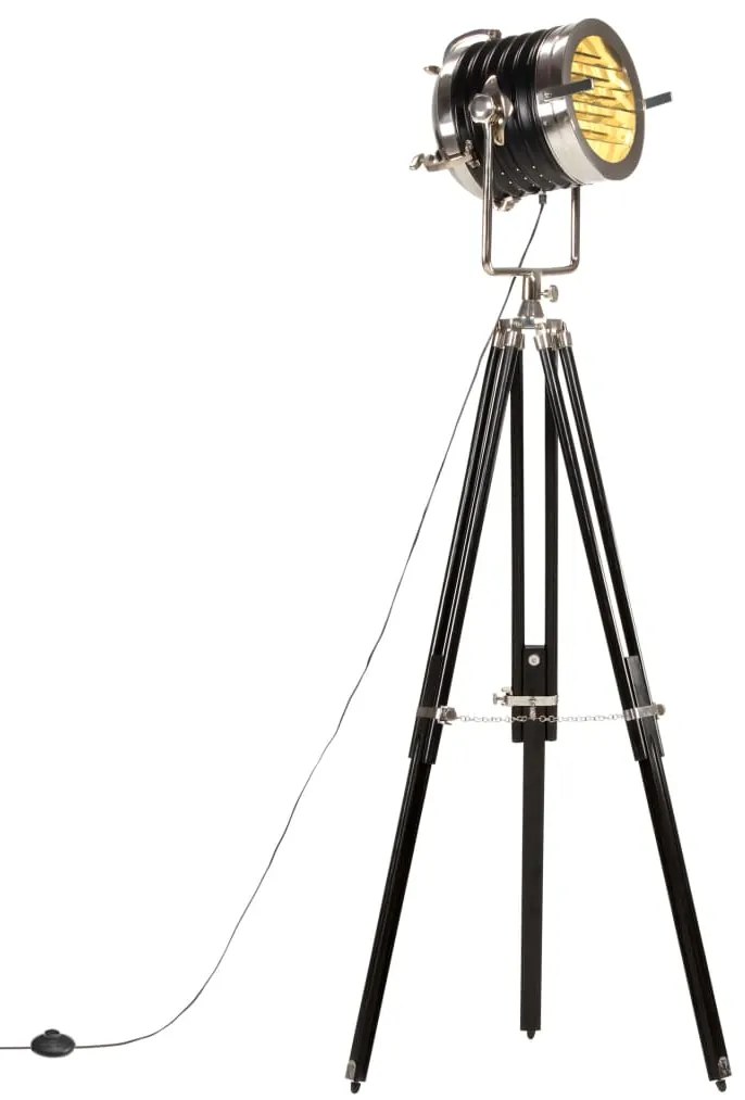 vidaXL Φωτιστικό Δαπέδου Προβολέας Τρίποδο Μαύρο 171 εκ. Ξύλο Μάνγκο