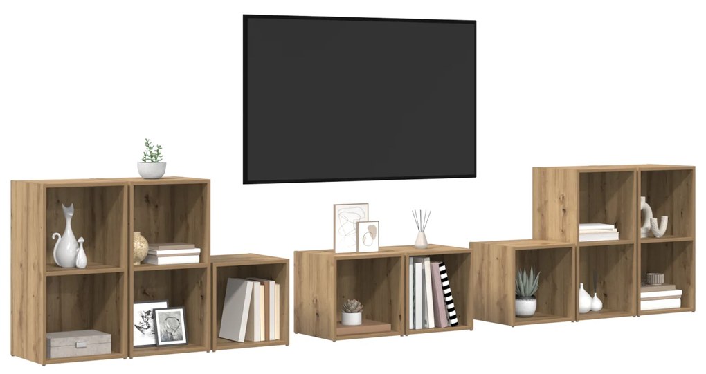 vidaXL με ράφι με αποθήκευση 8 pcs Artisan Oak Επεξεργασμένο ξύλο