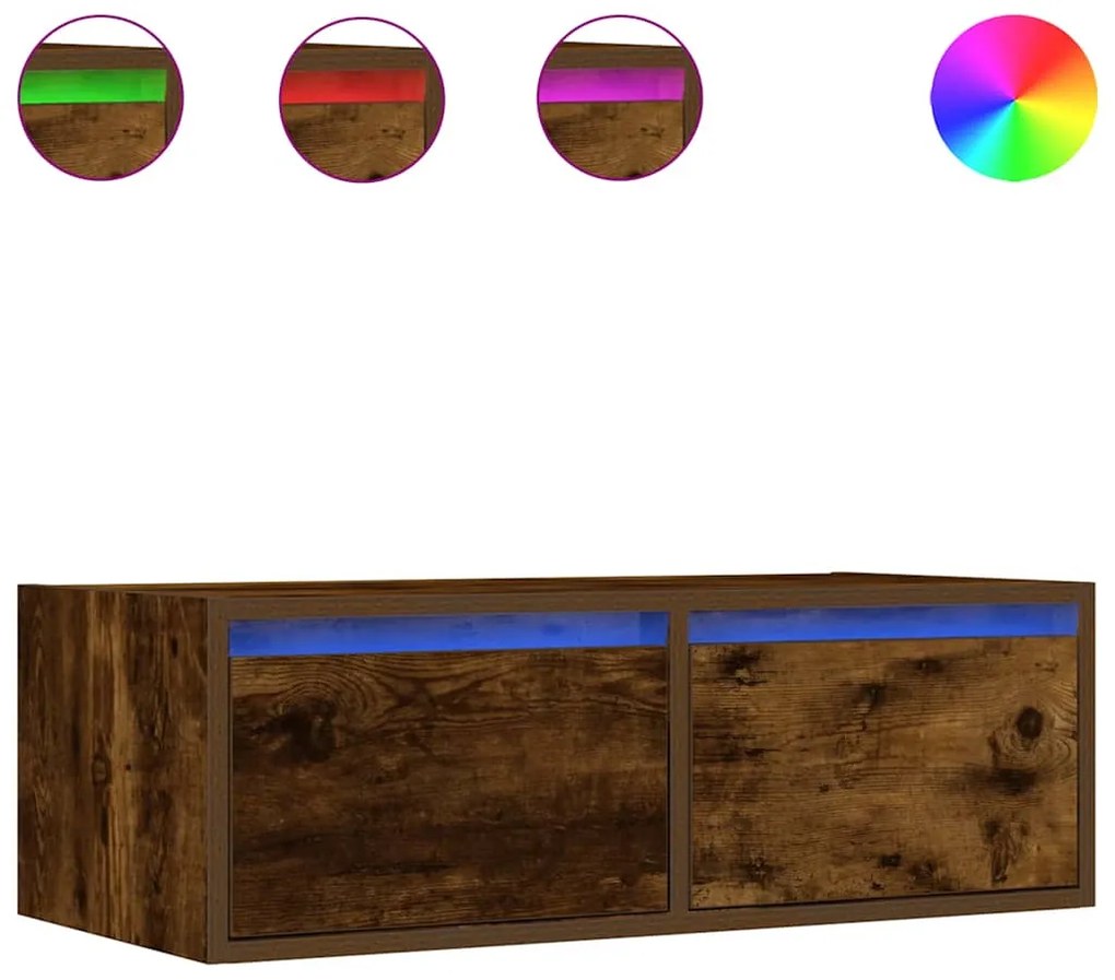 vidaXL Έπιπλο Τηλεόρασης με LED Καπνιστή Δρυς 75x35,5x25 εκ.