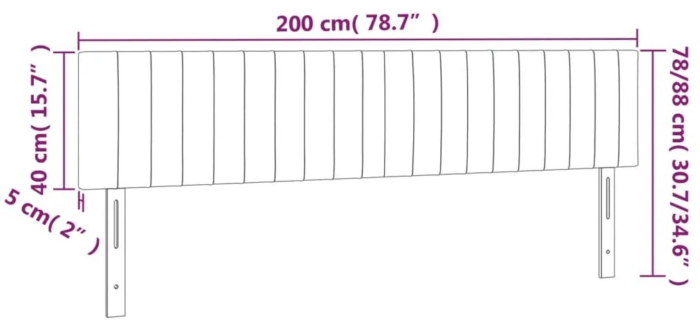 vidaXL Κεφαλάρι Κρεβατιού LED Σκούρο Γκρι 200x5x78/88 εκ. Βελούδινο