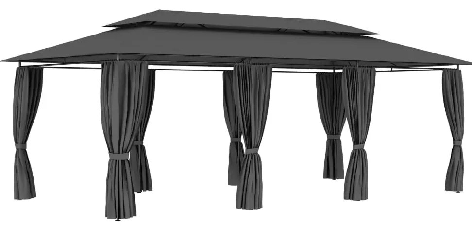 vidaXL Κιόσκι με Κουρτίνες Ανθρακί 600 x 298 x 270 εκ.