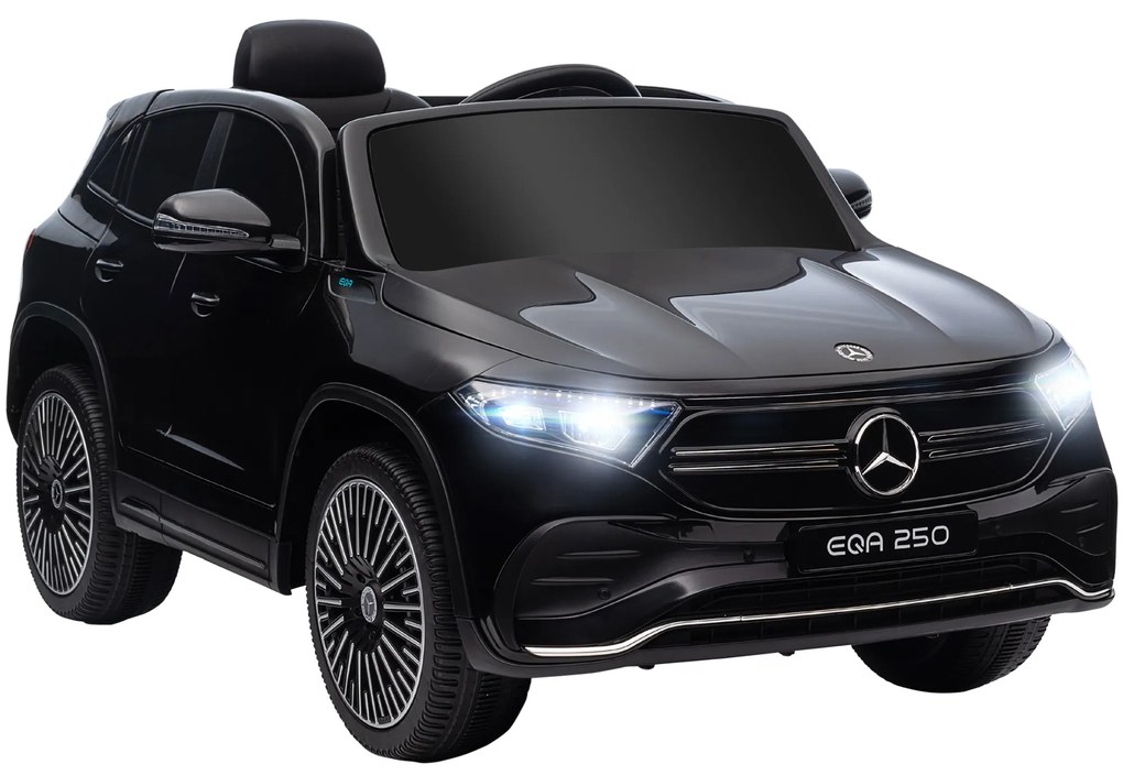 HOMCOM Ηλεκτρικό αυτοκίνητο για παιδιά, πιστοποιημένο Mercedes-Benz EQA, 3-8 km/h, μουσική, προβολείς, κόρνα, τηλεχειριστήριο, μαύρο