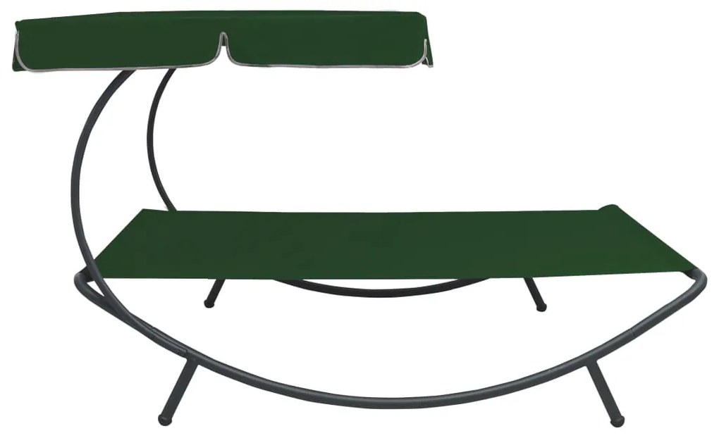vidaXL Ξαπλώστρα - Κρεβάτι Διπλή Πράσινη με Σκίαστρο