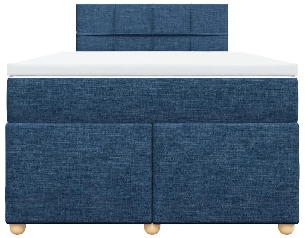 vidaXL Κρεβάτι Boxspring με Στρώμα Μπλε 120x190 εκ. Υφασμάτινο