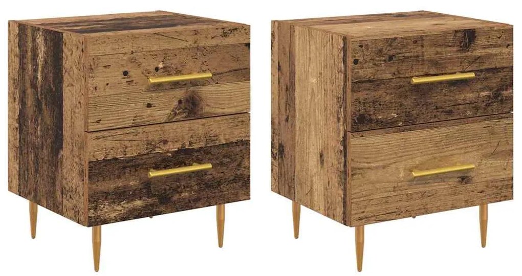 vidaXL Κομοδίνο 2 pcs Παλιό Ξύλο 40 x 35 x 47,5 εκ Επεξεργασμένο ξύλο