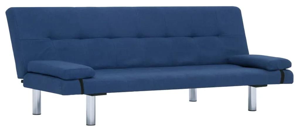 vidaXL Καναπές - Κρεβάτι με Δύο Μαξιλάρια Μπλε από Πολυεστέρα