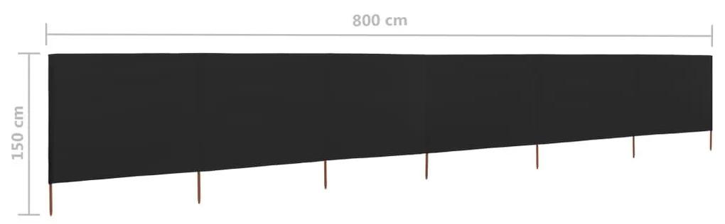 Προστατευτικό Αέρα με 6 Πάνελ Μαύρο 800 x 120 εκ. Υφασμάτινο - Μαύρο