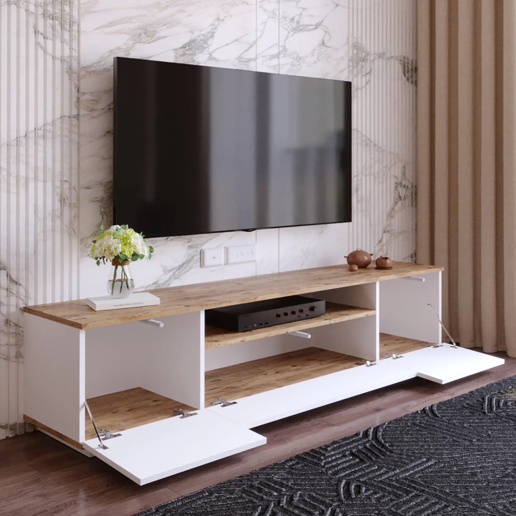 Έπιπλο τηλεόρασης &quot;VIANA&quot; σε χρώμα atlantic pine/λευκό 180x45x45