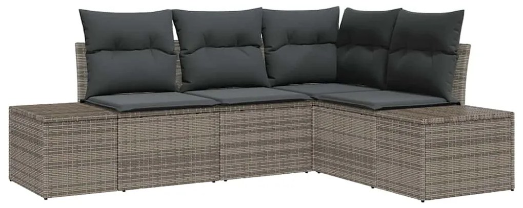 vidaXL Σετ Καναπέ Κήπου 4 pcs Γκρι Πολυ ράταν
