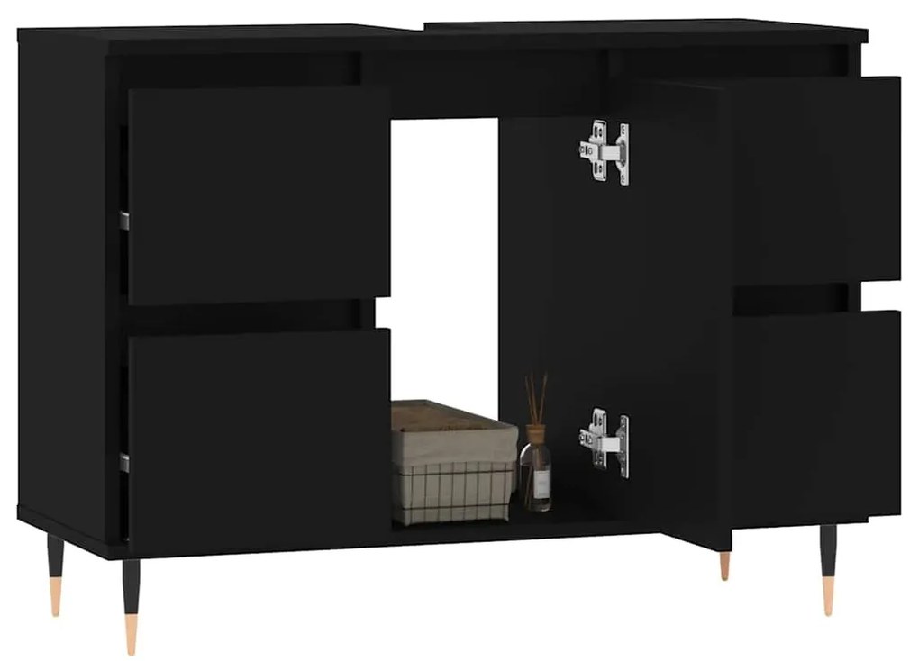 vidaXL Ντουλάπι Μπάνιου Μαύρο 80 x 33 x 60 εκ. από Επεξεργασμένο Ξύλο
