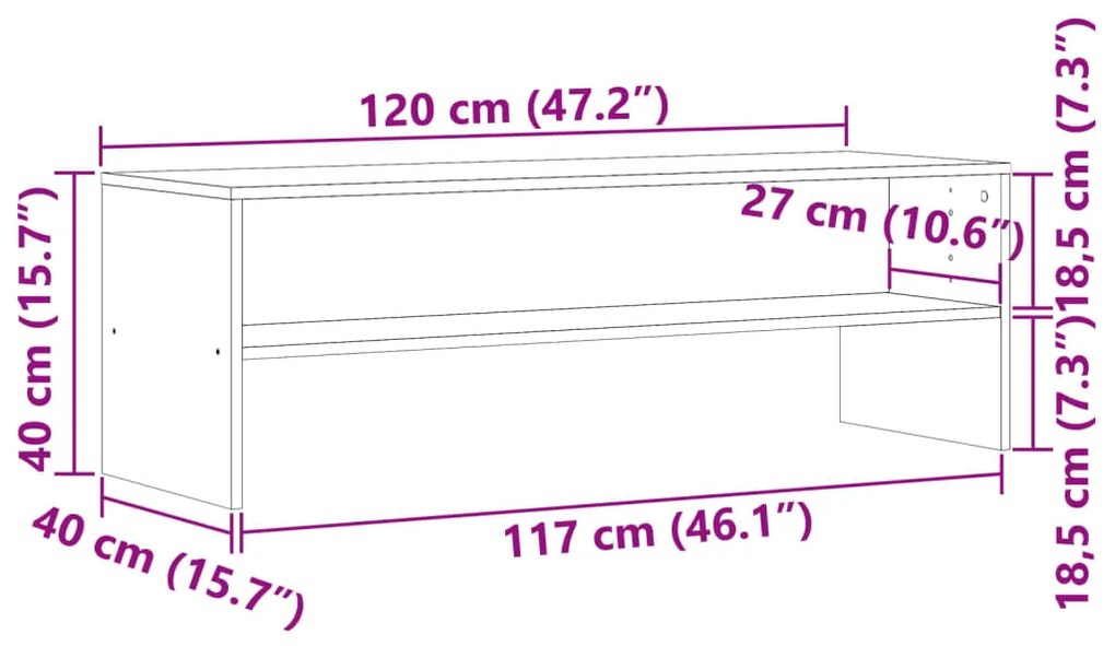 Έπιπλο Τηλεόρασης Artisian Δρυς 120x40x40 εκ Επεξεργασμένο Ξύλο - Καφέ