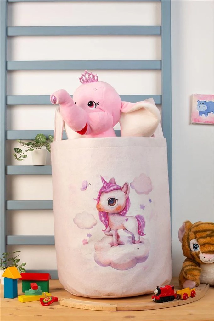 Παιδικό Καλάθι Αποθήκευσης Polyester Ροζ Unicorn 74 DimCol 45x30x50εκ.